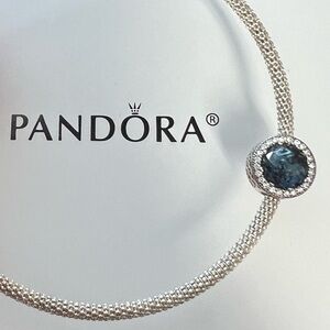 Pandora Radiant Hearts Moonlight Blue Crystal & Clear CZ Charm